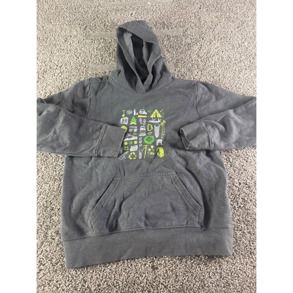 Columbia Kids Gray Camping Graphic Pullover Hoodie Sweatshirt Size L 14/16